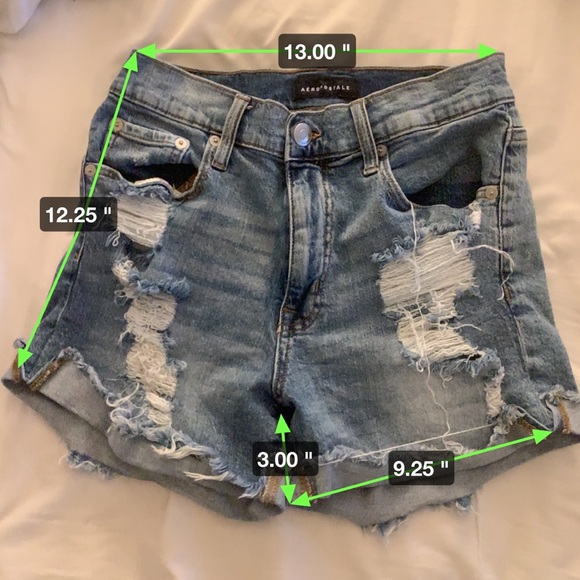 AEROPOSTALE MEDIUM WASH DISTRESSED ROLL CUFF HIGH RISE DENIM JEAN MOM SHORT SZ 4 - Picture 6 of 6